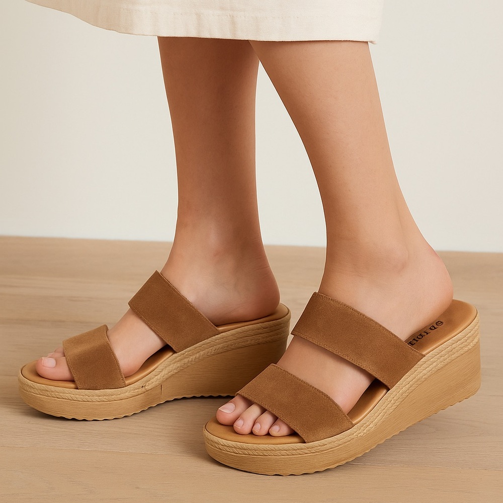 🍉Bamboo - wedge sandal suede size 8 western , bohemian‎ lightweight travel